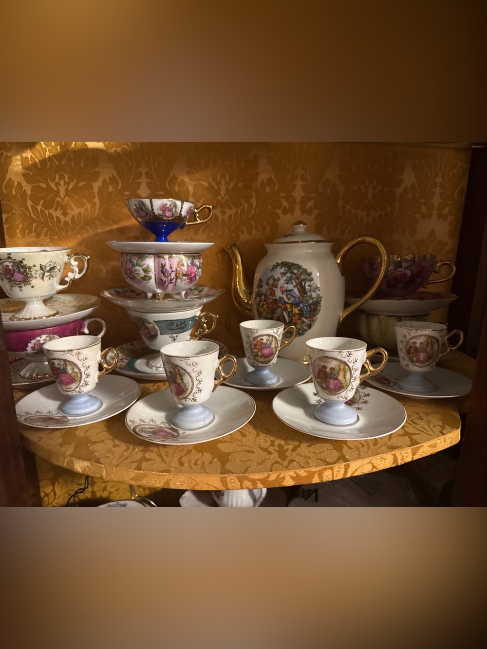 Antique coffee cups and saucers set of 5